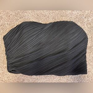 MARBLE Black Strapless Pleated Crop Top